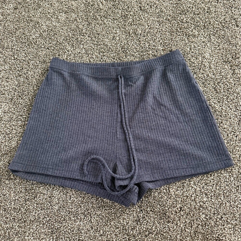 HYFVE Lounge Shorts Womens Size S blue Ribbed Knit Drawstring Waist